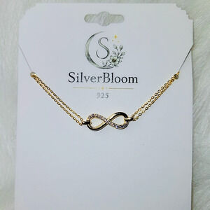 SilverBloom 925 Gold-Tone D Color VVS1 Moissanite Infinity Bracelet